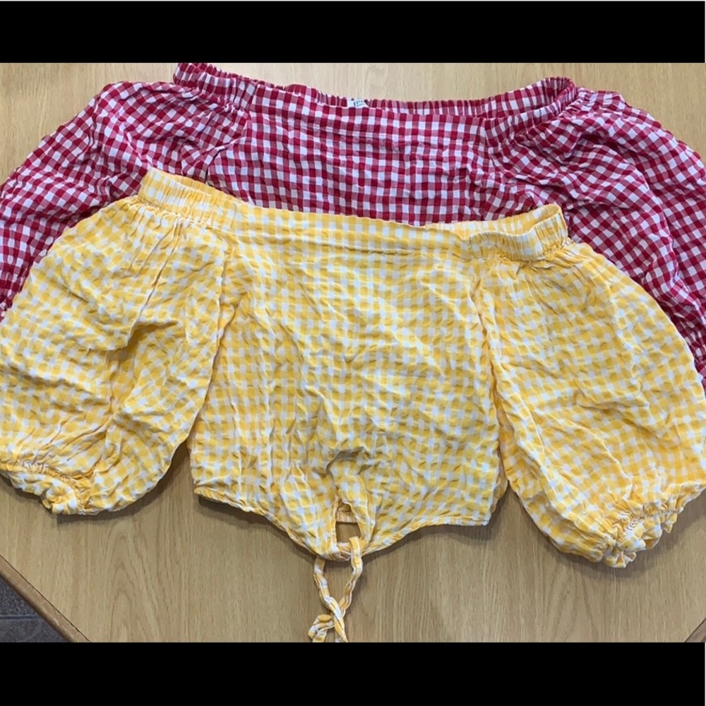2 - Forever 21 off the shoulder checkered tops